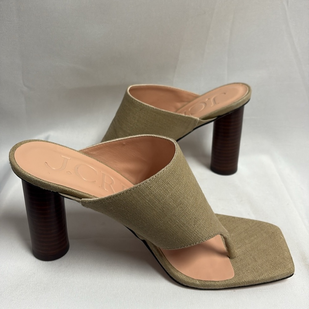 J. Crew Rounded Heel Thong Sandal in Linen Honey Brown/Tan Size 8 NWOB - Picture 2 of 8